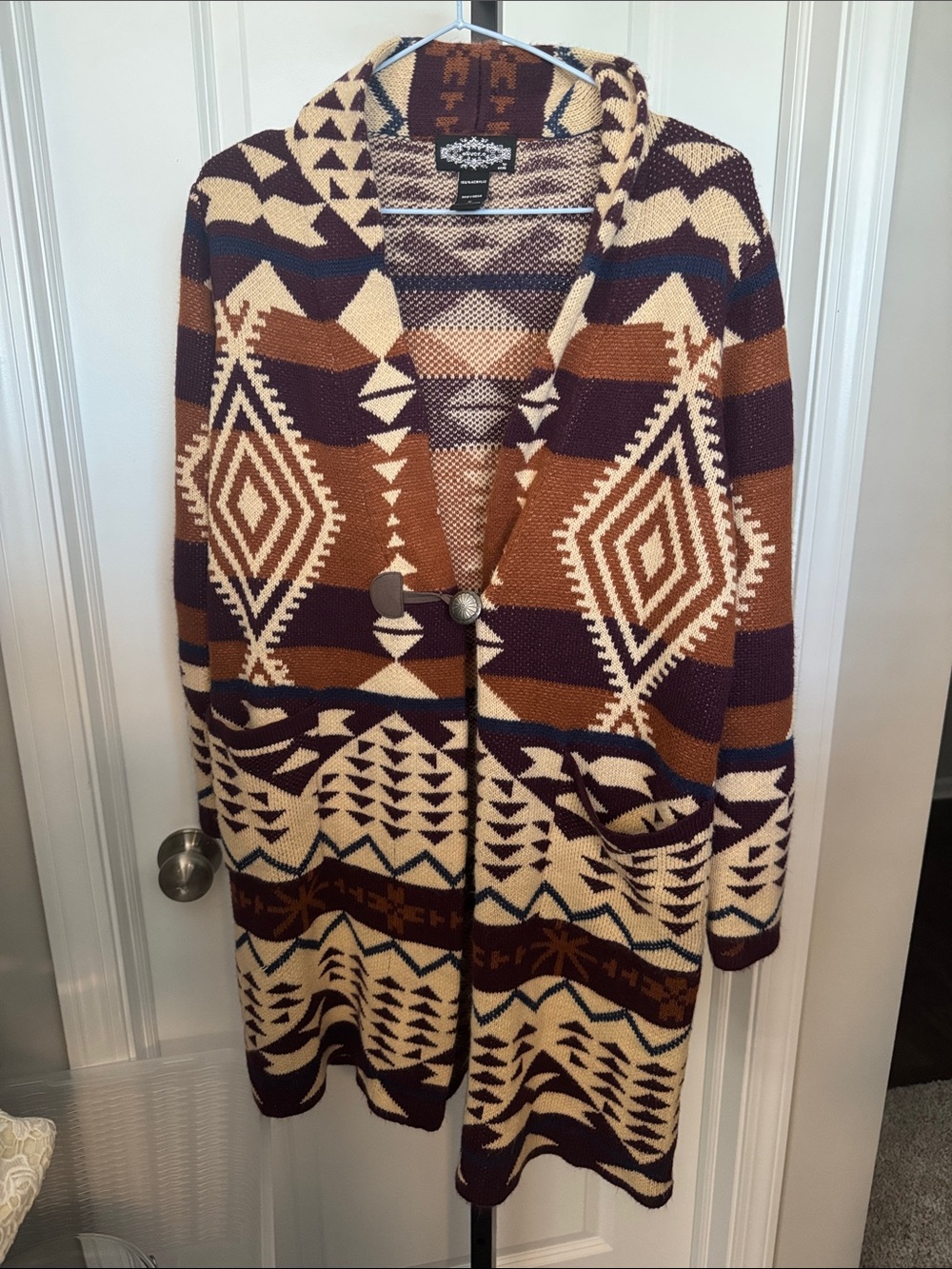 Olivers Cream Brown Purple Aztec Knit Cardigan